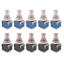 10PCS 3PDT Guitar Effects Stomp Guitar Foot Switches 9 Pin Latching Push Button - with Solder Terminal