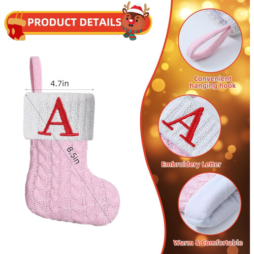 Mini Knit Christmas Stocking with Initial Embroidery 1