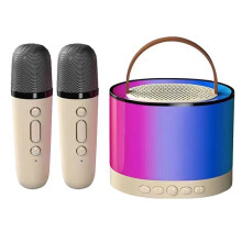 Cream Color Karaoke Machine with 2 Wireless Microphones, Portable Speaker