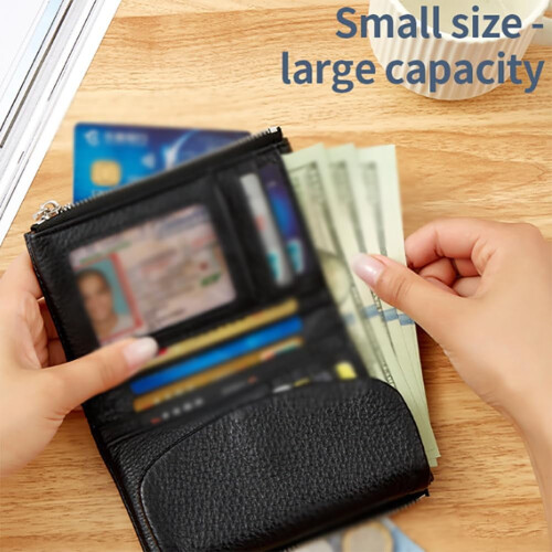 Joyfullygo Unisex Pebble Leather Wallet with Zip Coin 1
