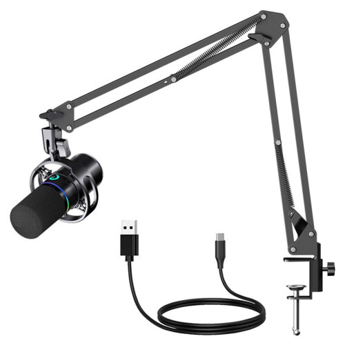 XLR USB Dynamic Microphone with Dubbing Recording Stent for Connection Sound Card Computer Live Singing Game 1