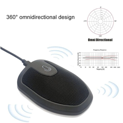 Conference Microphone USB Computer  Mute Function Omnidirectional Meeting Mic for Laptop PC