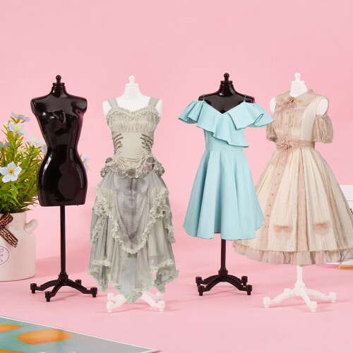 Mini Doll Dress Form Holders Black White 6 Pcs 2