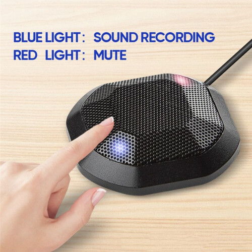 USB Conference Microphone 360 Omnidirectional Condenser Computer PC Mic with Touch Mute Plug & for PC Laptop 1