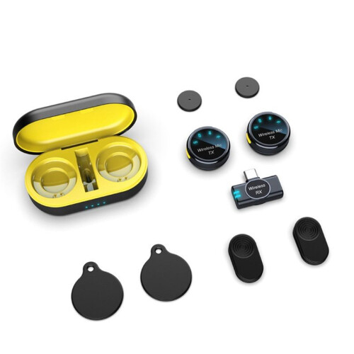 Magnetic Wireless Lavalier Microphone Audio Video Recording Microphone Noise Reduction with Charging Case Type C 2
