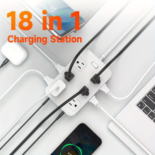 Surge Protector Power Strip12AC Outlets6USB Ports 1