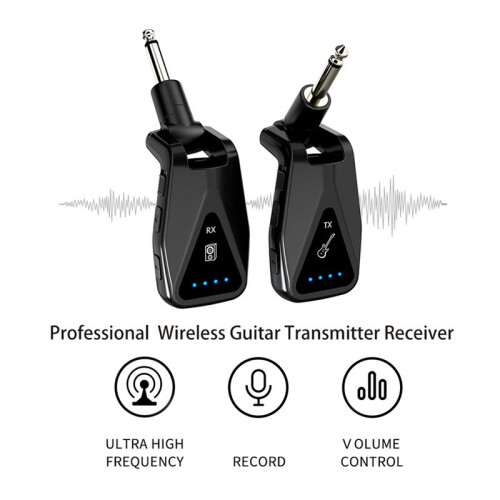 UHF Guitar Microphone System Wireless Guitar Transmitter Receiver for Electric Guitar Plug and  for Studio 2