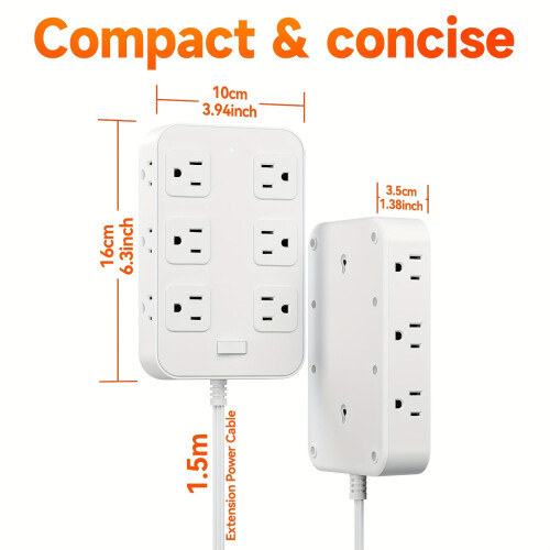 Surge Protector Power Strip12AC Outlets6USB Ports 2