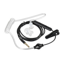 Enkele Hoofdtelefoon 3,5 mm Anti-Straling Mobiele Telefoon Oortelefoon met Luchtpijpmicrofoon voor Telefoon Zwart