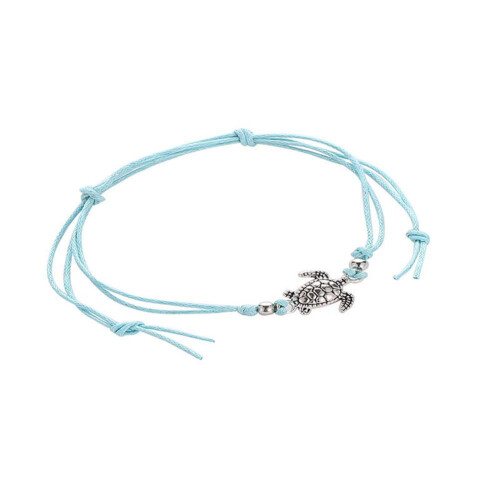 Vintage Turtle Charm Χειροποίητο Υφαντό Βραχιόλι Αστραγάλου Γυναικεία Κοσμήματα Παραλίας 1