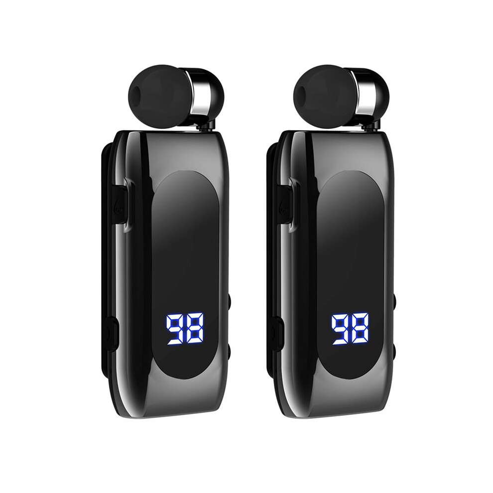 2X K55 Lavalier Retractable Headset Bt5.2 Call Reminder Vibration Motion Clip Driver Auricular Headset Pk F920 Black 6131180496933
