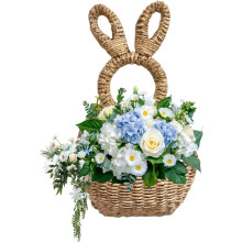 Panier mural en osier en forme de lapin pour la décoration de Pâques et du printemps