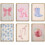 Blå og lyserøde preppy vægprints sæt med 6 1