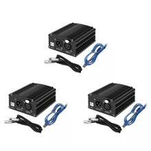 3X Alimentatore Phantom un 1 Canale da 48 V con Cavo per Microfono XLR un 3 Pin per Apparecchiature di Registrazione Musicale con Microfono un
