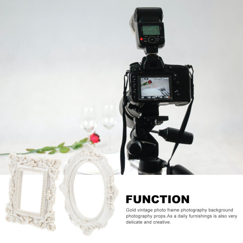 2 Pcs White Resin Square Photo Frames for Home & Studio 1