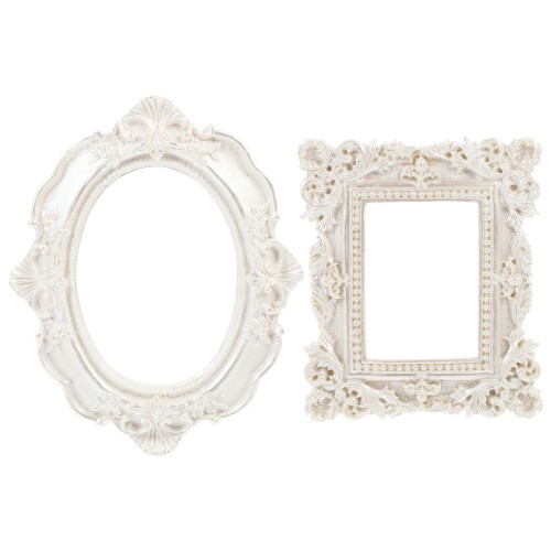 2 Pcs White Resin Square Photo Frames for Home & Studio 2