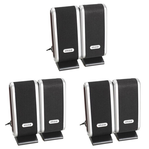 6 Pcs USB Computer Speakers Portable Speaker Stereo 3.5mm with Ear Jack for Desktop PC Laptop