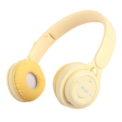 2X Headband  Headset Y08 Wireless  Headset Portable Foldable Children Headset Yellow 1