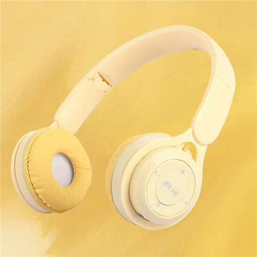 2X Headband  Headset Y08 Wireless  Headset Portable Foldable Children Headset Yellow 2