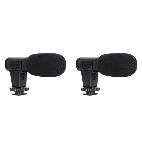 2X Video Microphone -Camera  Condenser Record Interview Vlog Mic for Phone DSLR Camera 3.5mm Microphone