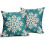 Blågrönt snöflinge örngott 45x45cm set med 2 linne 1