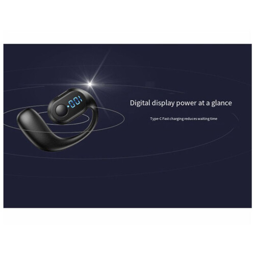 2X Digital Display Single Ear Hanging Ear  Headset Open  5.3 Wireless Headset Earphone Black 2