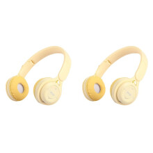2X -Headset med Huvudband Y08 Trådlöst -Headset Bärbart, Hopfällbart Headset för Barn Gult