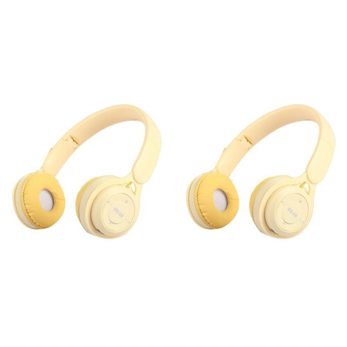 2X Headband  Headset Y08 Wireless  Headset Portable Foldable Children Headset Yellow