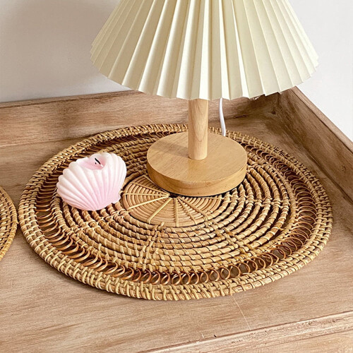 Rattan-Wandkorb-Dekoration, 30 cm rund, Boho-Stil 1