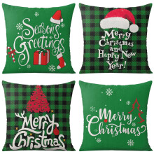 Fundas de almohada a cuadros verdes de búfalo, 40 x 40 cm (16 x 16 pulgadas), juego de 4