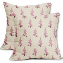 Capas de Almofada com Estampa de Árvore de Natal, 45x45 cm, Conjunto com 2, Estampa Rústica Vermelha de Inverno, Decoração Vintage de Fazenda