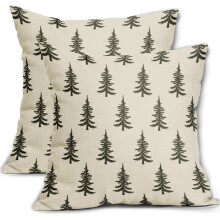 Capas de Almofada com Estampa de Árvore de Natal, 45x45 cm, Conjunto com 2, Estampa Rústica Vermelha de Inverno, Decoração Vintage de Fazenda