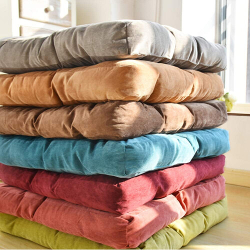 Almofada quadrada tufada de 56 cm x 56 cm (22 polegadas x 22 polegadas), almofada grossa de cadeira em veludo cotelê, almofada macia e durável para 2