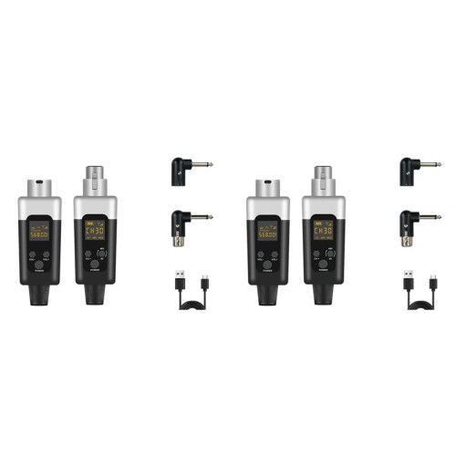 2X 0V/48V Wireless XLR Microphone Transmitter and Receiver Microphone Wireless System Rechargeable