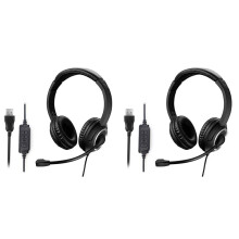 2X Wired USB Headset Call Center Headset with Microphone Game Noise Canceling over-Ear Headphones for Computer PC Laptop