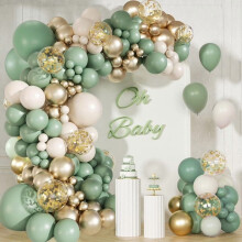 Kit de guirlande de ballons vert, blanc et or, 5, 10, 12 et 18 pouces