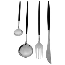 Stainless Steel Steak Cutlery Set Black 4-Piece