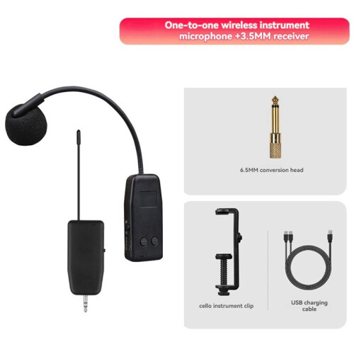 2X Violin Wireless Microphone Musical Instrument Microphone Stage Performance Audio Receiver and Transmitter Long Clip 2