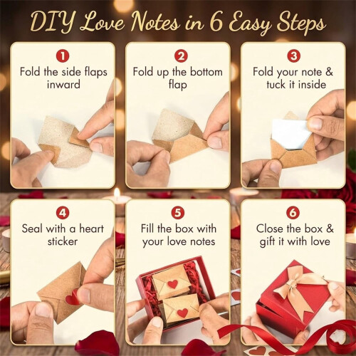 DIY Love Notes Box with Heart Stickers, Blank Cards and 2