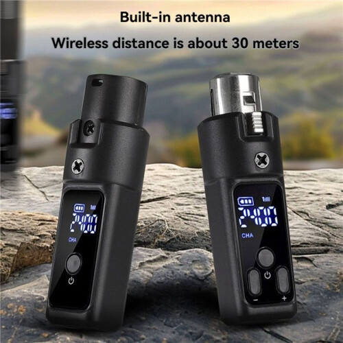2X Convertitore per Microfono Wireless UHF XLR Ricaricabile Trasmettitore e Ricevitore Microfono per Microfoni Dinamici 0V 1