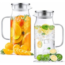 Carafă din sticlă borosilicată de 2 litri cu capac și mâner