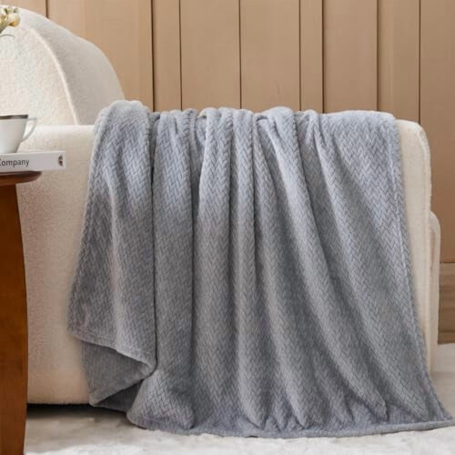 Grey Flannel Fleece Throw Blanket 100% Polyester 2
