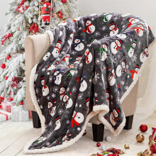 FAMTKT Coperta natalizia calda e soffice, con stampa di pupazzo di neve natalizio, coperta a doppio spessore per divano e camera da letto.