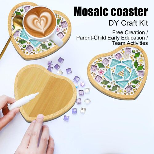 Valentine's Day Mosaic Coaster Kit Mixed Color Tiles 2