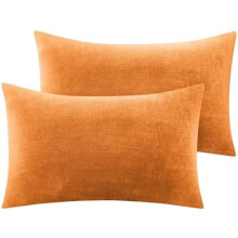 Set di 2 federe in flanella per cuscini king size, 51x91 cm, arancione bruciato.