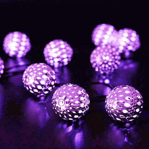 Sølvfarvede marokkanske kugleformede solcellelyskæder – 20 LED, 8 stk. 2