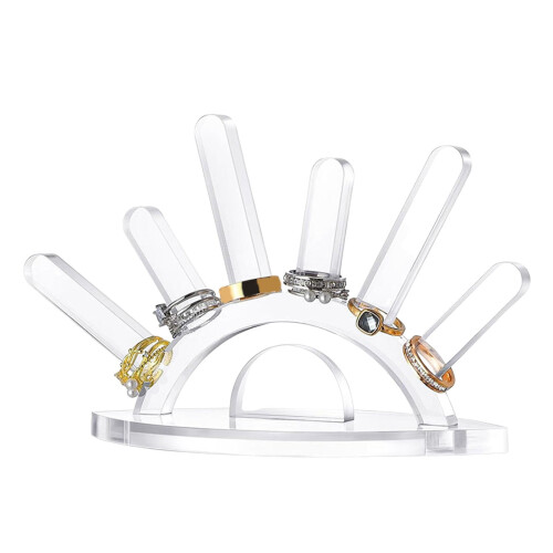 Ξύλινη θήκη δαχτυλιδιών Evil Eye Display Stand with6Ring Posts Easy Assembly Display Stand Κοσμημάτων Organizer Home 1