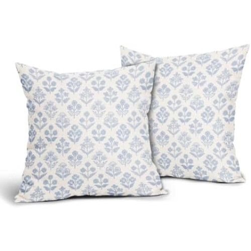 Fodere per cuscini con stampa a blocchi blu e verde, 45x45 cm, set da 2 1