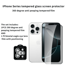 Folia ochronna 360 z hartowanego szkła z metalowym pierścieniem na aparat do iPhone'a 17Pro Max, 16Pro, 15Plus, 14, 13 – kompatybilna z Apple
