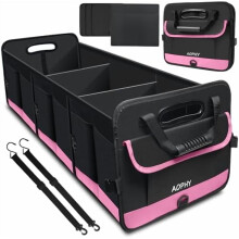Organizador de porta-malas de 95 litros com base antiderrapante, organizador de carga à prova d'água para SUV/Caminhonete/Sedã – Rosa
